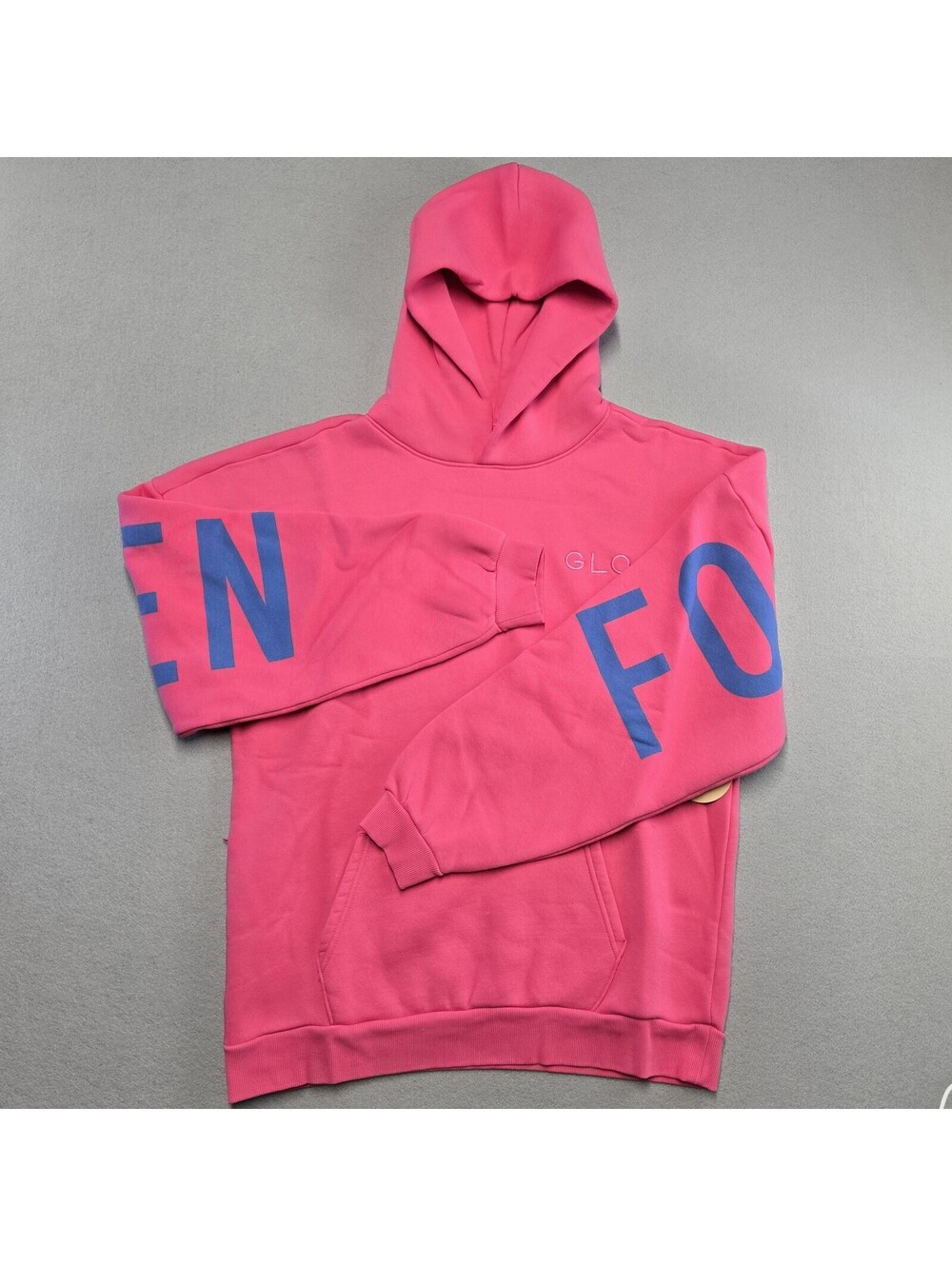 GLO KE Fleece Essential Hoodie Unisex S Forgiven Hot Pink Cotton Poly NWT